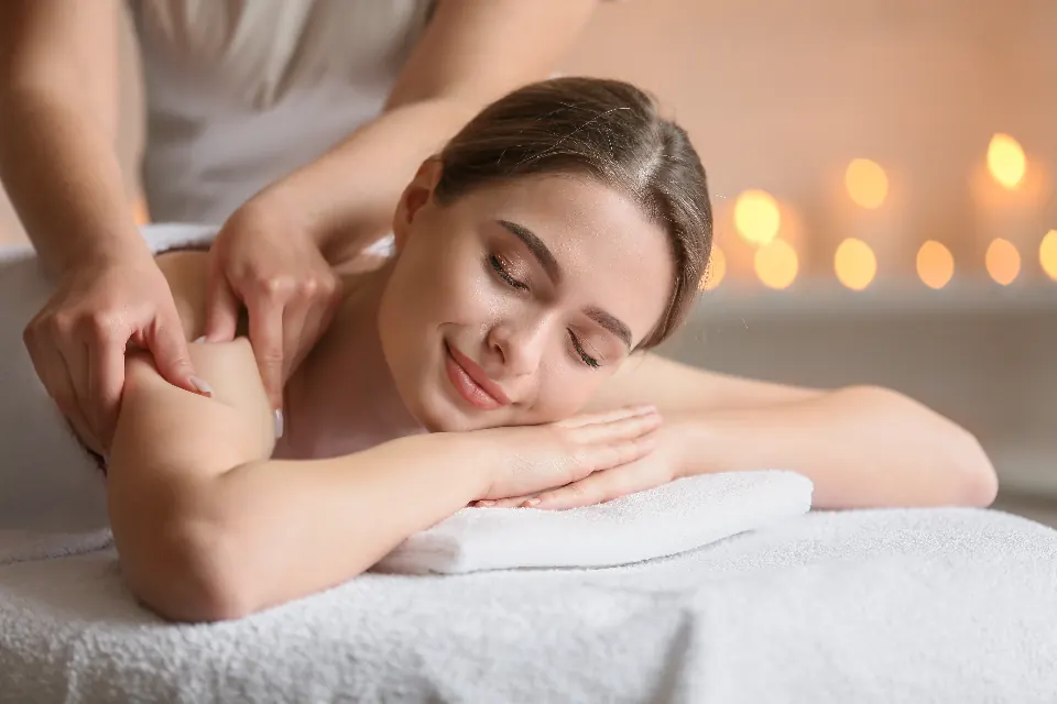 A client relaxing during a massage